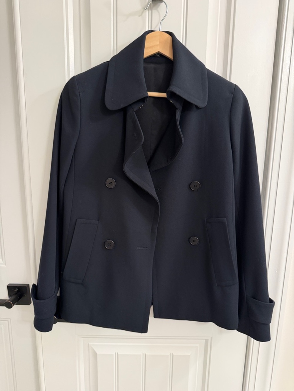 Theory Women's Navy Double-Breasted Peacoat